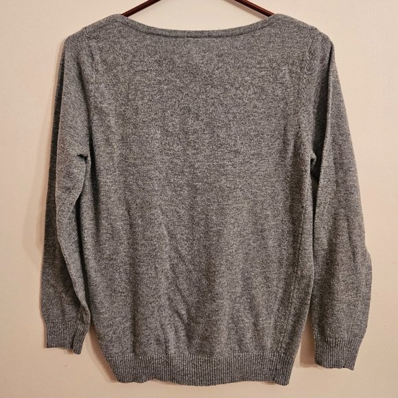 WORN TWICE: "Happy" gray sweater small - Picture 2 of 5